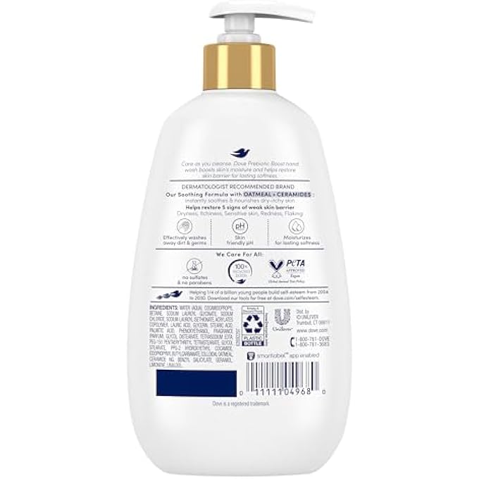 Dove PREBIOTIC BOOST HAND WASH SOOTHING THERAPY 4 COUNT FOR LASTING SOFTNESS, WITH OATMEAL & CERAMIDES, 12 OZ - Image 2